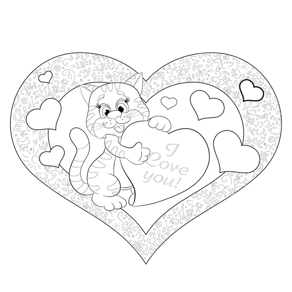 Kitten with heart. — Stock Vector