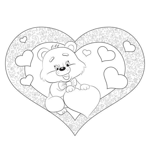 Orso dei cartoni animati con cuore — Vettoriale Stock