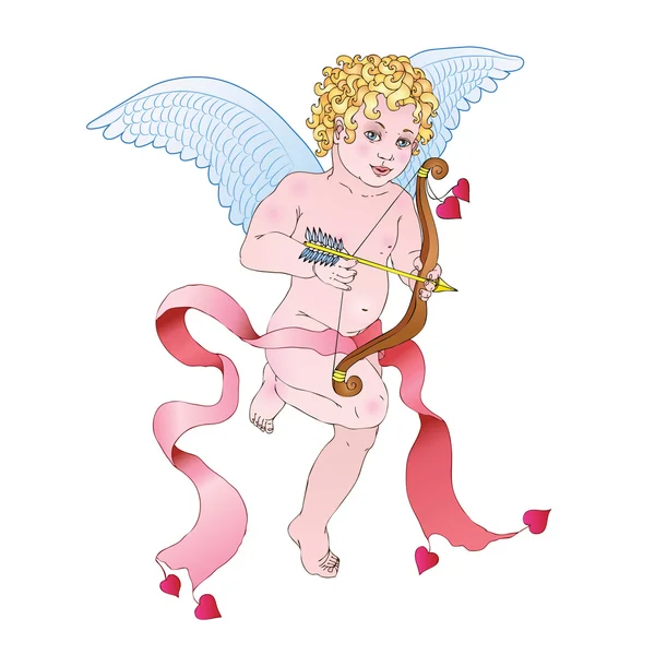 Ángel cupido amor tarjeta — Vector de stock