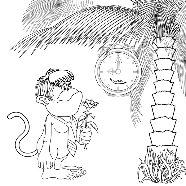 Cartoon Gorilla mit Blume — Stockvektor