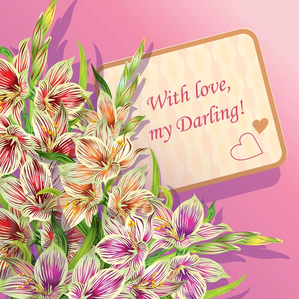 Floral αγάπη κάρτα — Διανυσματικό Αρχείο