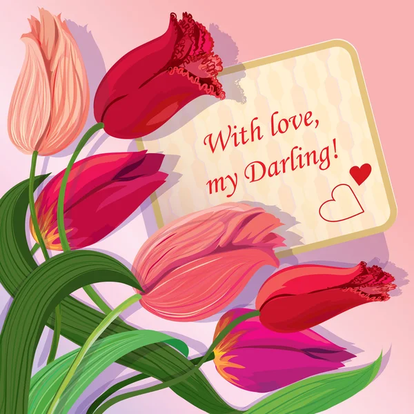 Tulipan miłość karty — Wektor stockowy