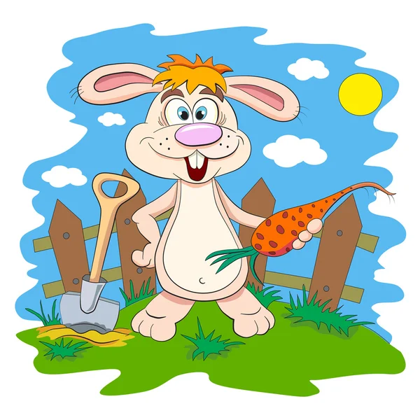 Conejo con zanahoria — Vector de stock