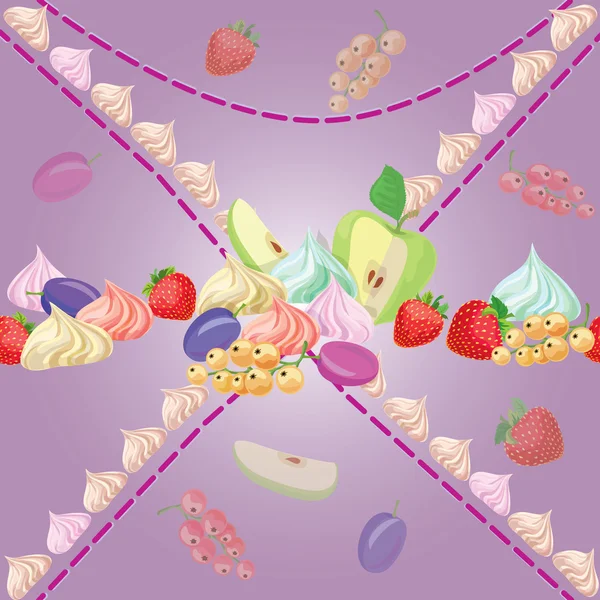 Vruchten en marshmallow — Stockvector