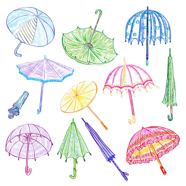 Set ombrelli colorati . — Vettoriale Stock