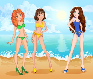 Kızlar plaj tropikal deniz