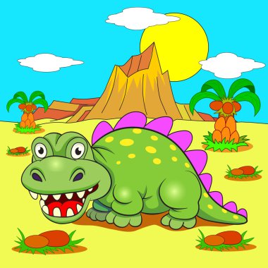 Tarih öncesi yatay olarak komik dinozor