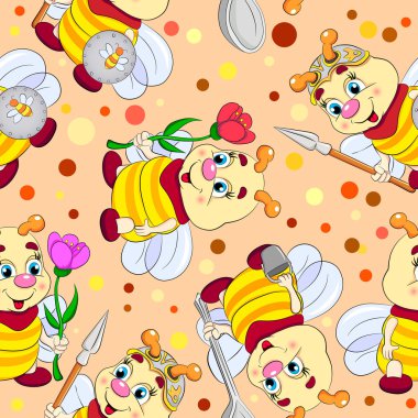 pattern with cartoon bees clipart