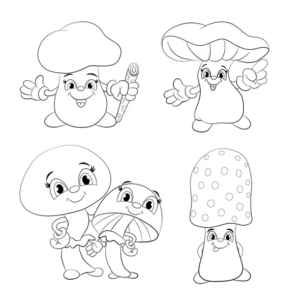 Grappige cartoon paddestoelen — Stockvector