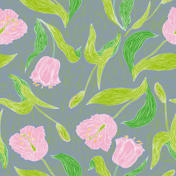 Tulipes motif vintage — Image vectorielle