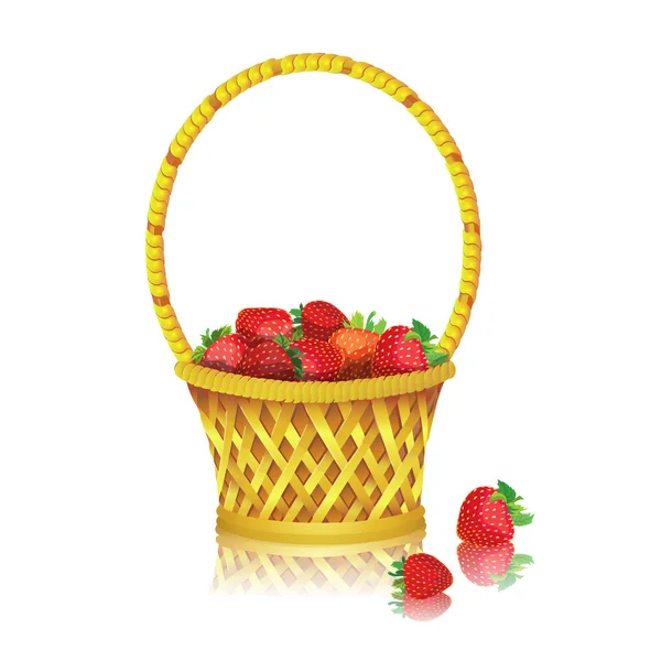 Basket with red strawberries — Stock Vector