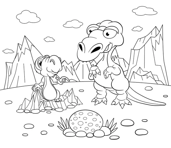Tarih öncesi manzara komik dinozorlar