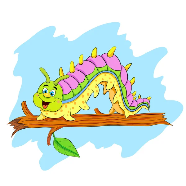 Vicces rajzfilm caterpillar — Stock Vector