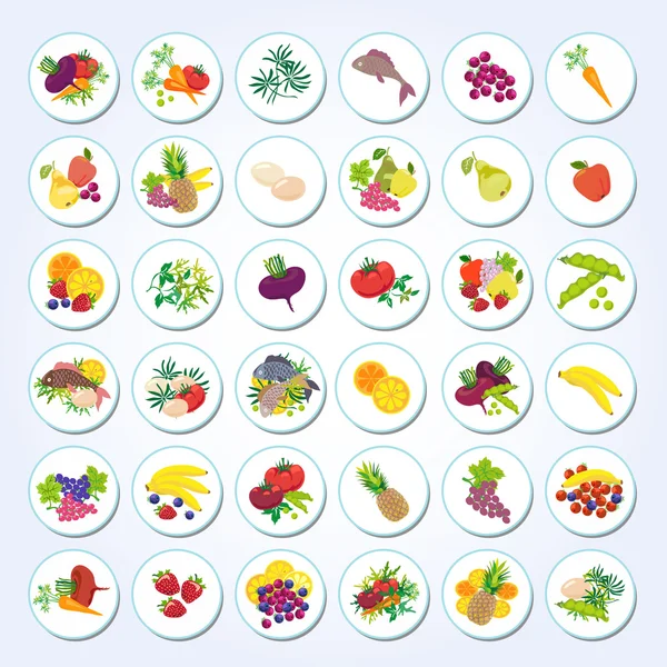 Ensemble d'icônes des aliments diététiques — Image vectorielle