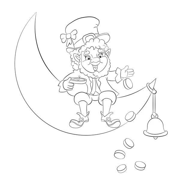 Leprechaun sitting on moon — Stock Vector