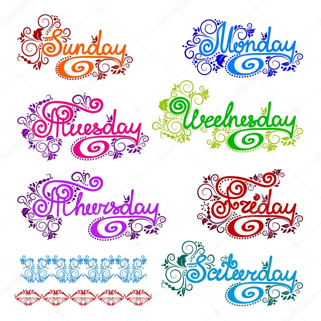 Ornamental floral days of week Stock Vector Image by ©vitasunny #96793274 Ornamental floral days of week Stock Vector Image by ©vitasunny #96793274