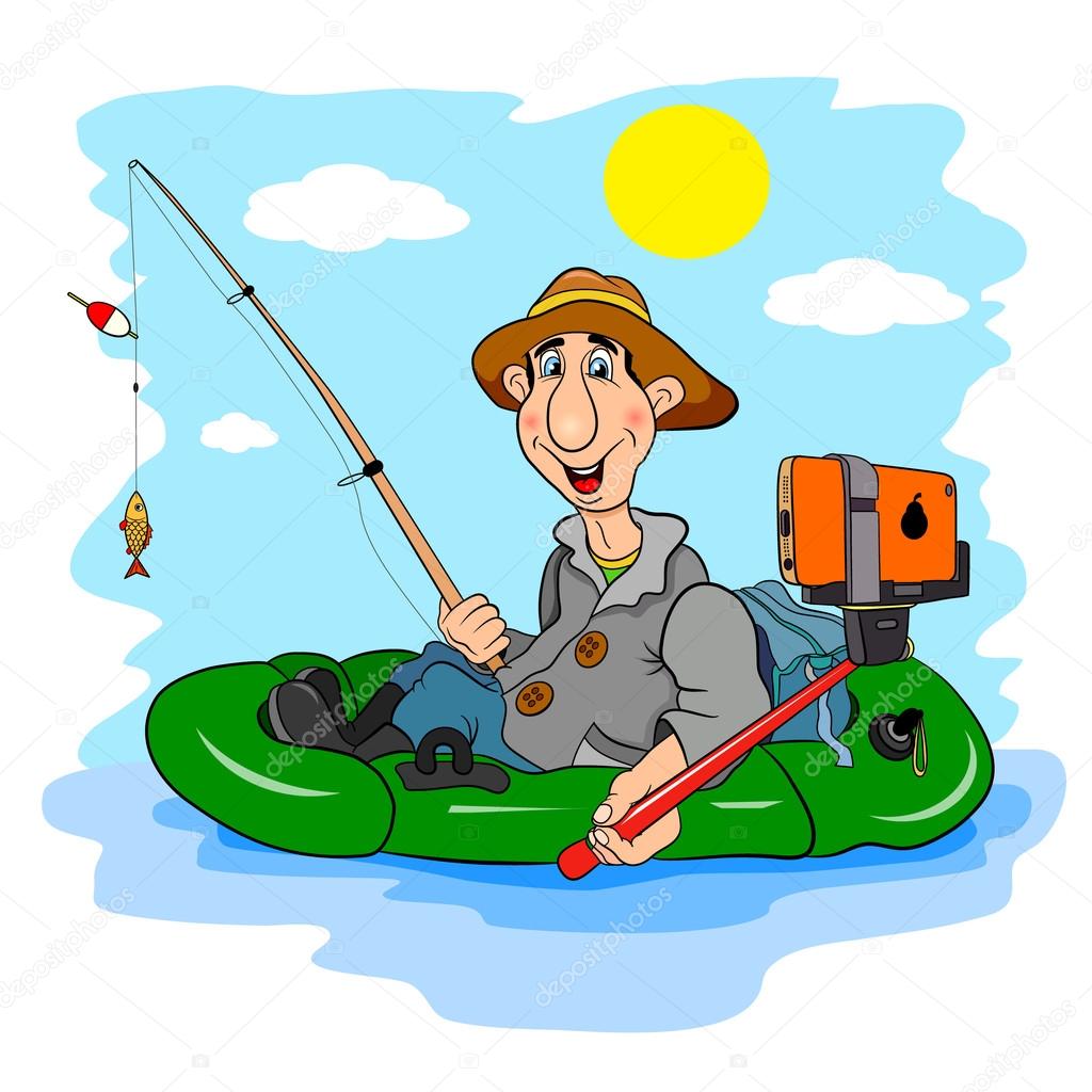 Cartoon Fisherman Selfie Stock Vector by ©vitasunny 96795686