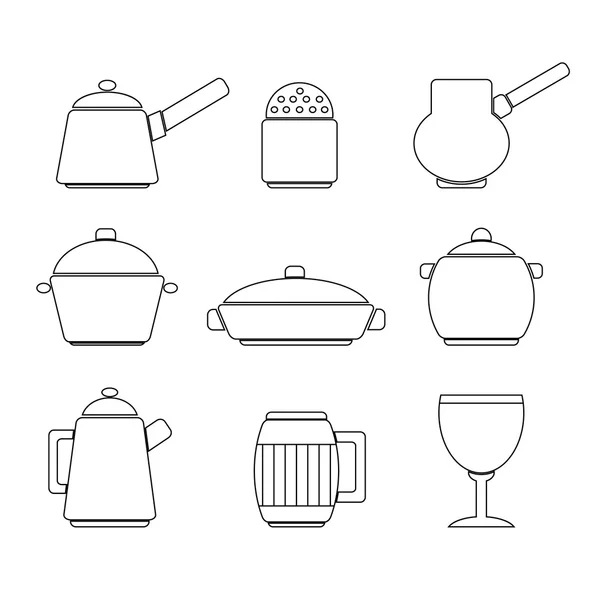 Líneas iconos de platos — Archivo Imágenes Vectoriales