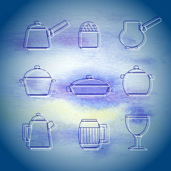 Conjunto de iconos de platos — Archivo Imágenes Vectoriales