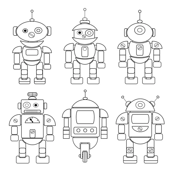 Conjunto de robots de dibujos animados — Vector de stock