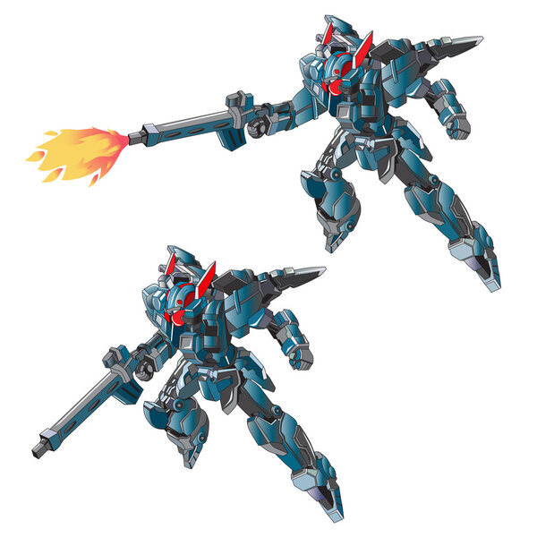 Летающие металлически серые роботы
