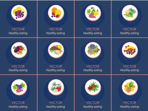 Ensemble d'icônes des aliments diététiques — Image vectorielle