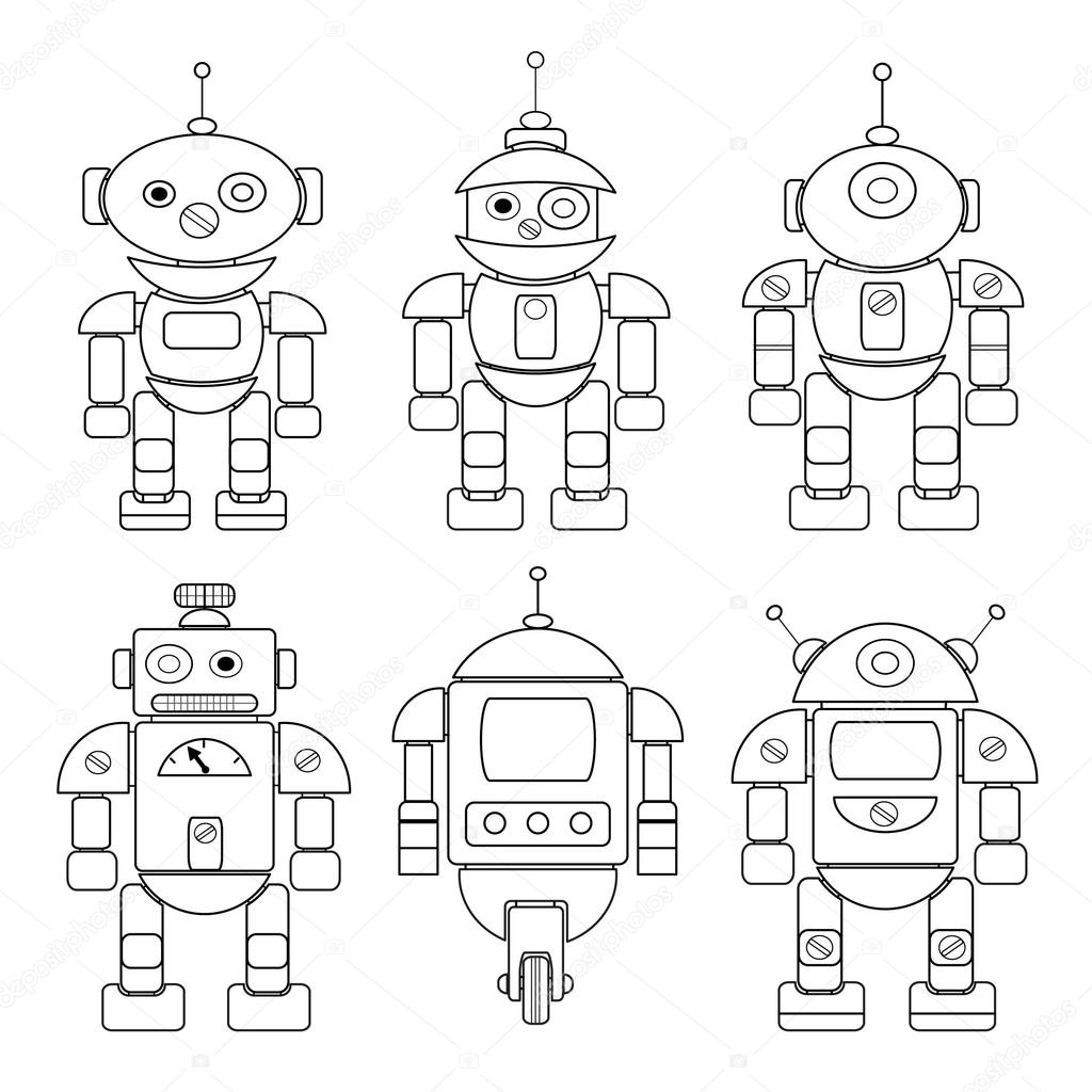 Set of cartoon robots