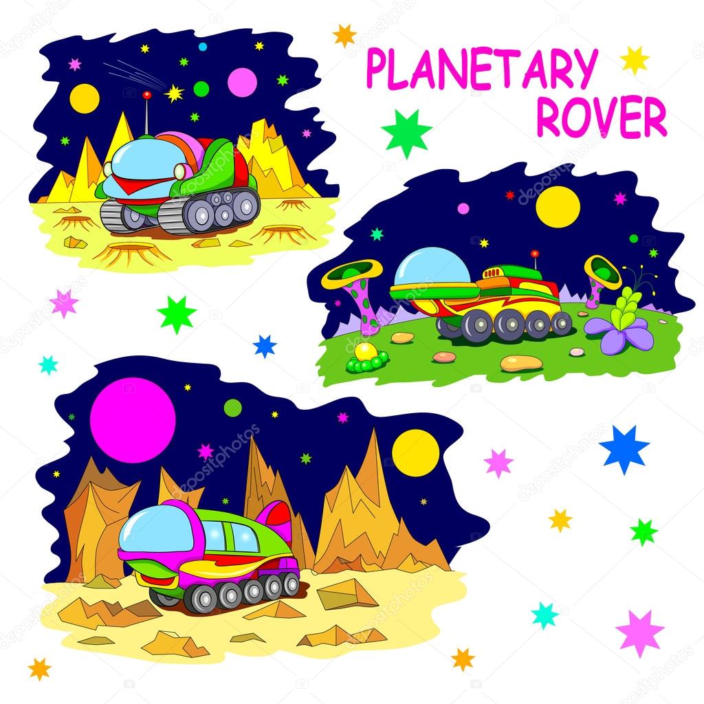 cartoon planetary rovers
