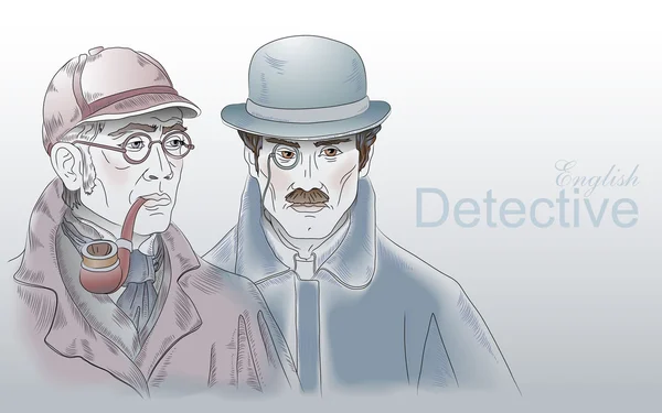 Detective Sherlock Holmes y Dr. Watson — Vector de stock