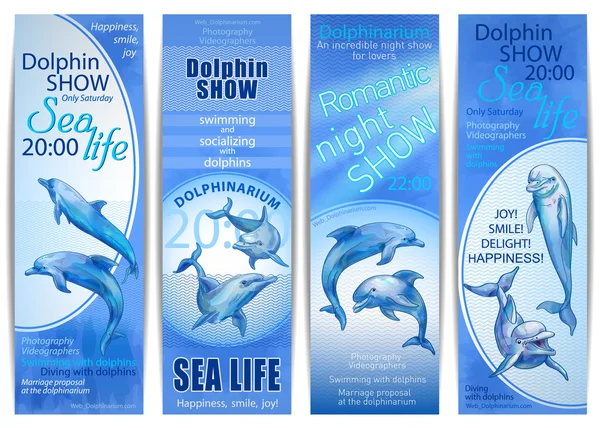 Tarjetas azules con delfines — Archivo Imágenes Vectoriales