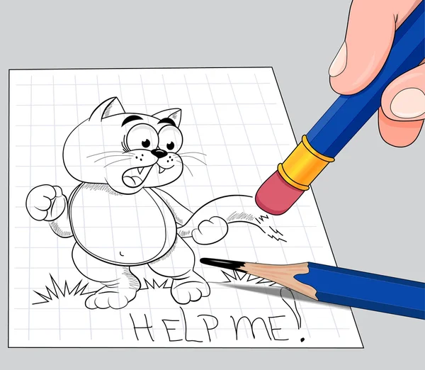 Gato de desenho animado pintado — Vetor de Stock
