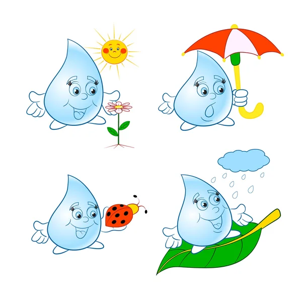 Gotas de agua alegre — Vector de stock