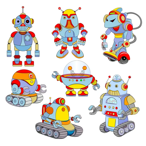 Robôs engraçados dos desenhos animados — Vetor de Stock