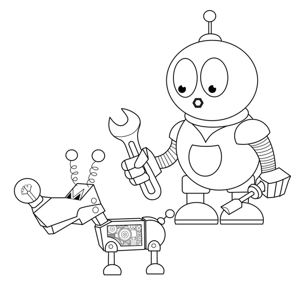 Cartoon Robot mechanic — Stock Vector