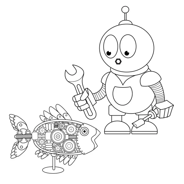 Mecánico robot de dibujos animados — Vector de stock