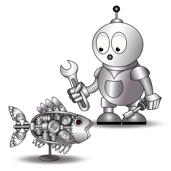 Mecánico robot de dibujos animados — Vector de stock