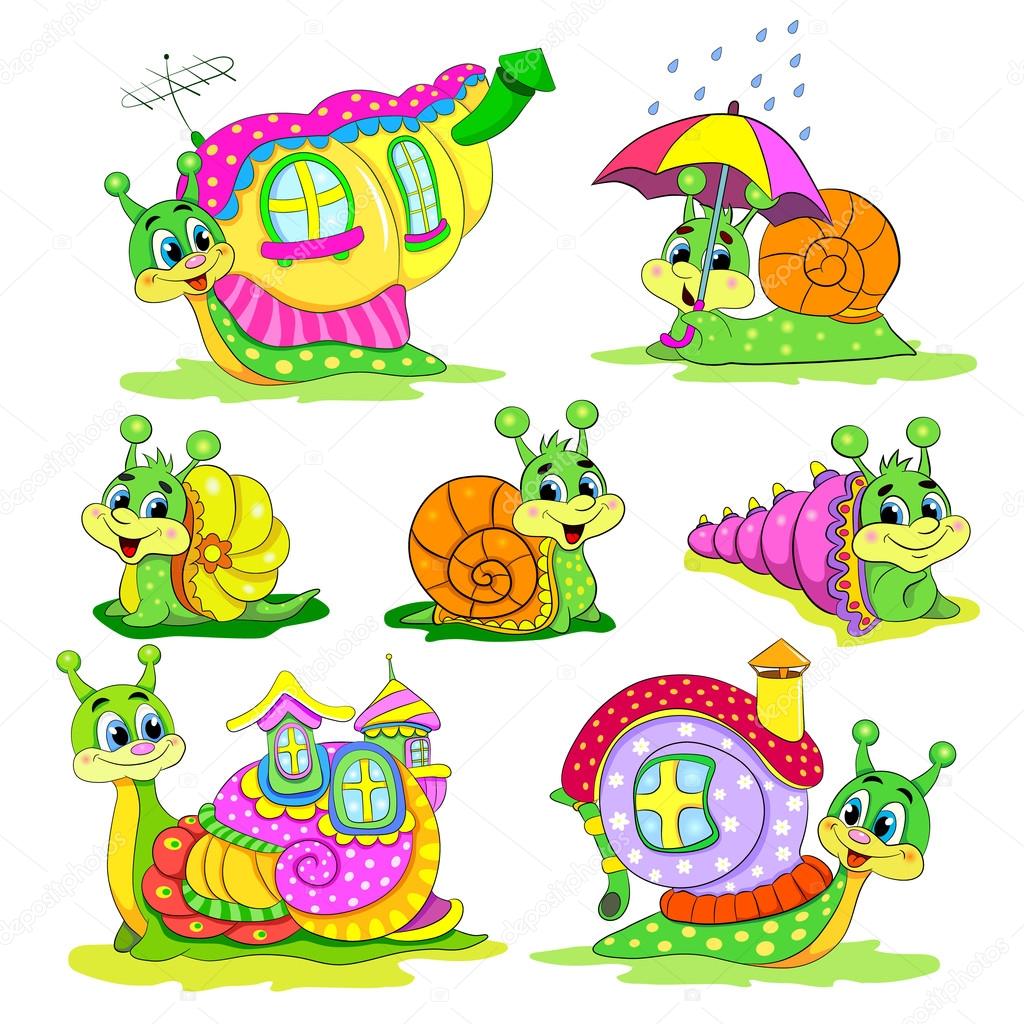 funny snails with houses
