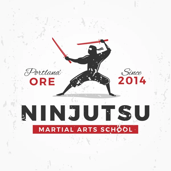 Japanese Ninja Logo. ninjutsu insignia design. Vintage ninja mascot badge. Martial art Team t-shirt illustration concept on grunge background Royalty Free Stock Illustrations