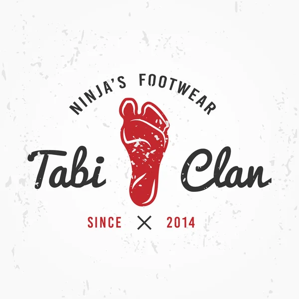 Japanese Ninja Logo. Footwear insignia design. Vintage tabi foot  badge. Martial art Team t-shirt illustration concept on grunge background Royalty Free Stock Vectors