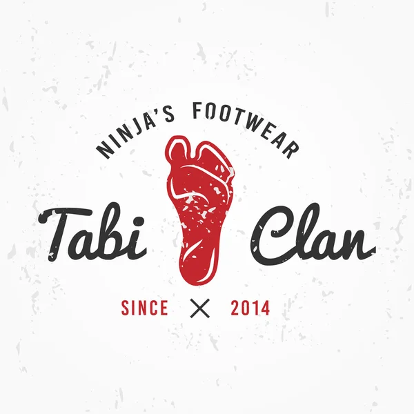 Japanese Ninja Logo. Footwear insignia design. Vintage tabi foot badge. Martial art Team t-shirt illustration concept on grunge background — Stock Illustration Japanese Ninja Logo. Footwear insignia design. Vintage tabi foot badge. Martial art Team t-shirt illustration concept on grunge background Royalty Free Stock Vectors