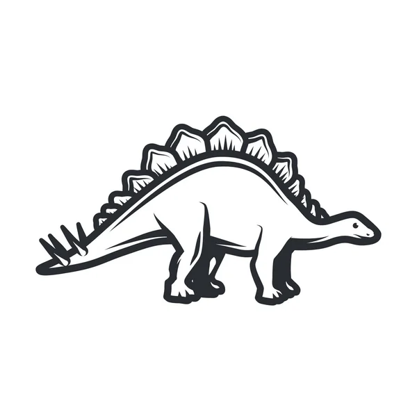 矢量恐龙标志的概念。剑龙徽章设计。侏罗纪恐龙的插图。白色背景上的 t 恤概念 — 图库矢量图片