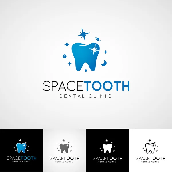 Modelo de logotipo dental. Conjunto de ícones Teethcare. insígnia clínica dentista, ilustração ortodontista, desenho de vetor de dentes, conceito higienista oral para estacionário, imagem de camisetas de marca de dentes, cartão de visita — Vetor de Stock