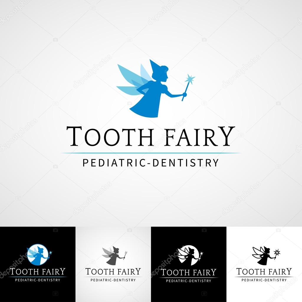 Tooth fairy dental logo template. Teethcare icon set. dentist clinic insignia, orthodontist illustration, teeth vector icon design, oral hygienist concept for stationary, tooth branding t-shirts