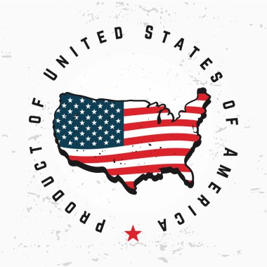 Monogram vektör içinde yaptı. Vintage Amerika logo tasarımı. Retro Amerika Birleşik Devletleri mühür. Bize çizimde etiket. Grunge arka plan üzerinde hipster t-shirt grafiği.