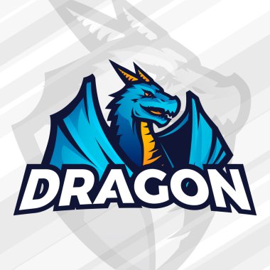 Dragon logo kavramı. Spor maskot tasarım. Asya canavar işareti, okul takımı vektör.