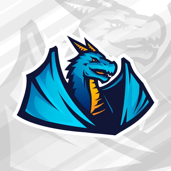 Dragon logo concept. Football or baseball mascot design. College league insignia, School team vector. — Stock Vector