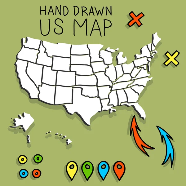 Hand drawn US map vector illustration — Stock Vector