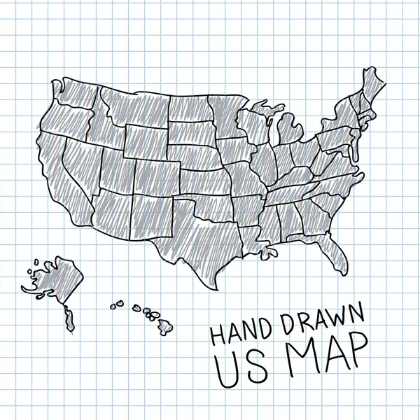 Dibujado a mano US mapa vector ilustración Gráficos vectoriales
