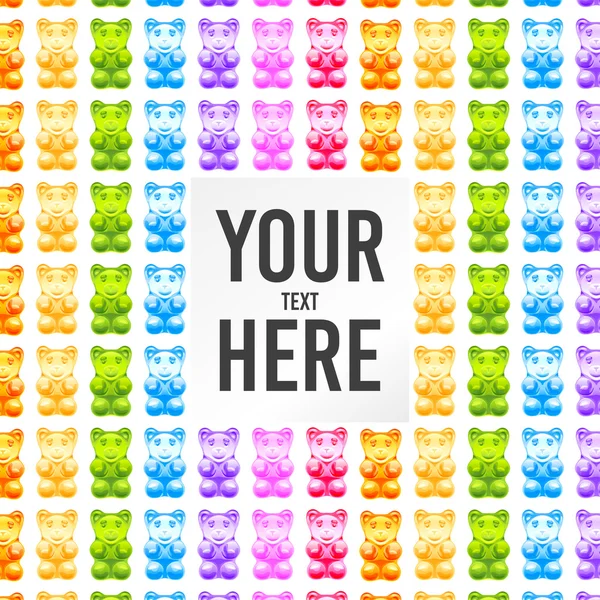 Bunte Gummibärchen auf weißem Hintergrund — Stockillustration Helles buntes Gummibärchenmuster — Stockvektor