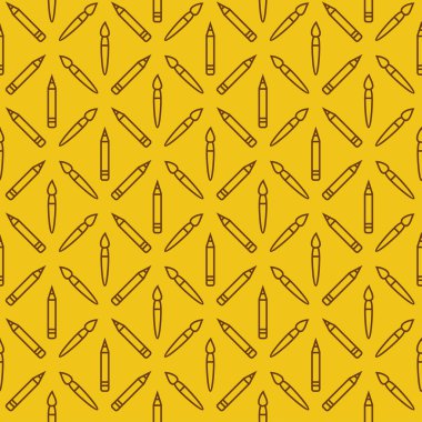 Doğrusal sanat araçlar düz vektör sarı seamless modeli